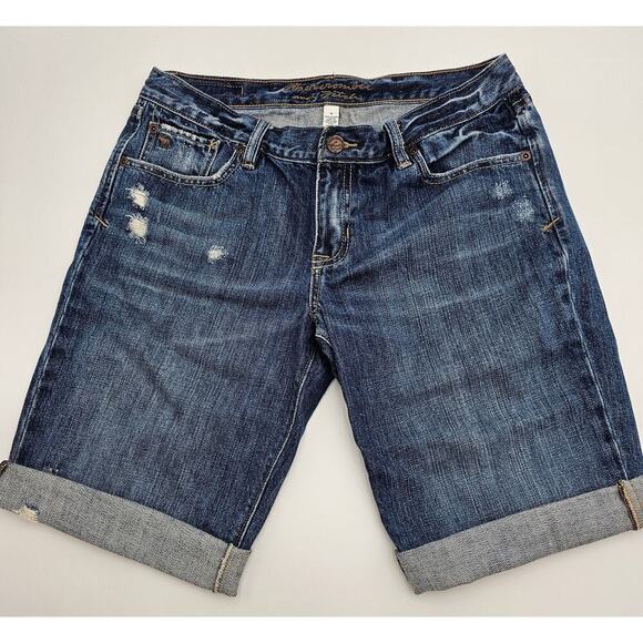 Abercrombie & Fitch Women's Size 8 Cotton Medium Wash Cuffed Bermuda Shorts - Picture 1 of 8